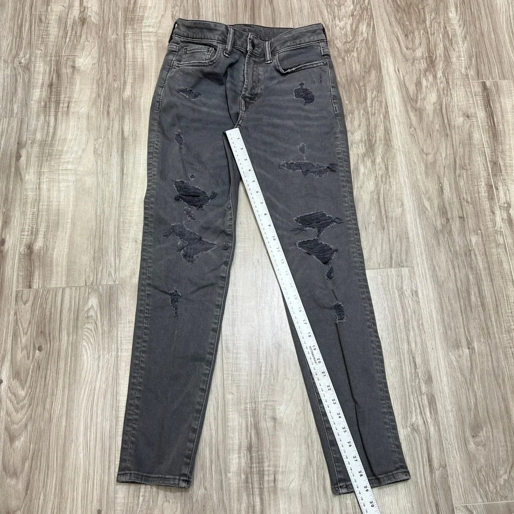 American Eagle AirFlex Skinny Jeans Men's 28x30 Gray Distressed Stretch Denim